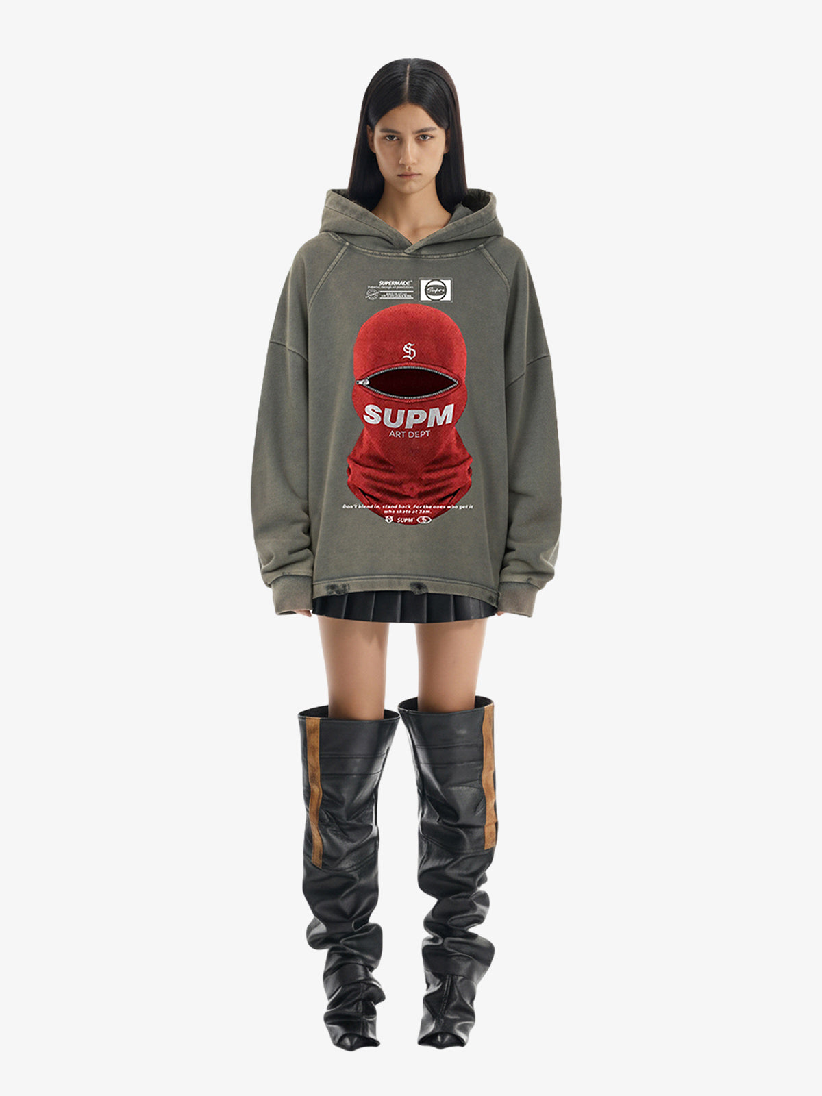 Oversized Snake Graphic Hoodie with Bold Print Design 