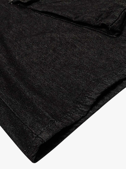 Retro Drape Baggy Straight Workwear Denim Shorts 