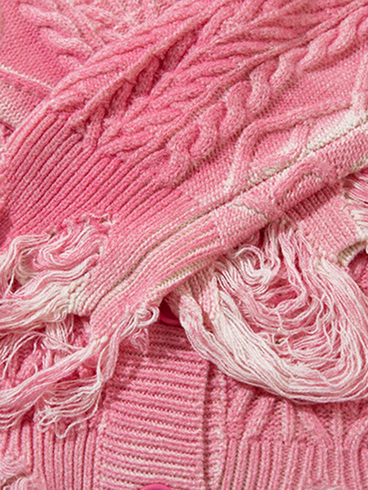 Cable Knit Cardigan Damaged Dirty Dyed Sweater 