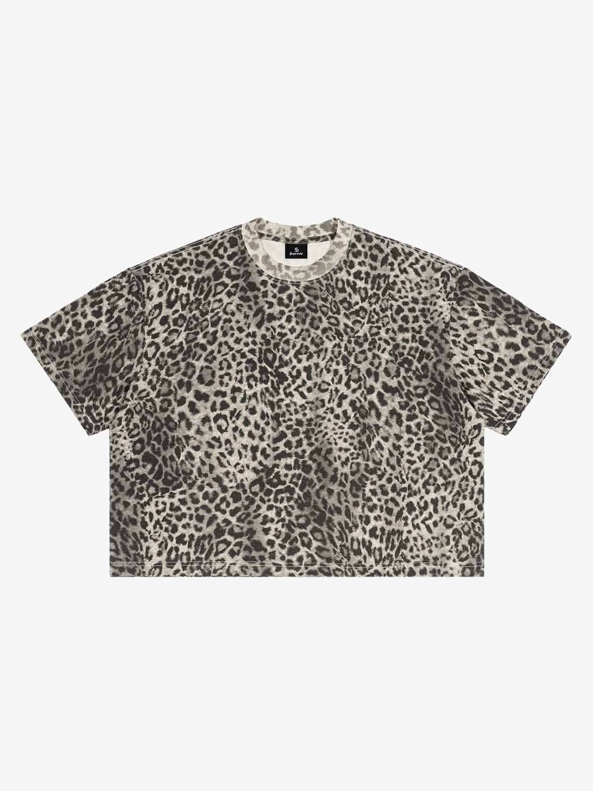 210G Cotton Leopard Print Oversized T-Shirt for Men Fashion Streetwear?
