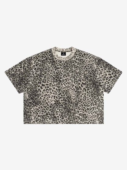 210G Cotton Leopard Print Oversized T-Shirt for Men Fashion Streetwear?