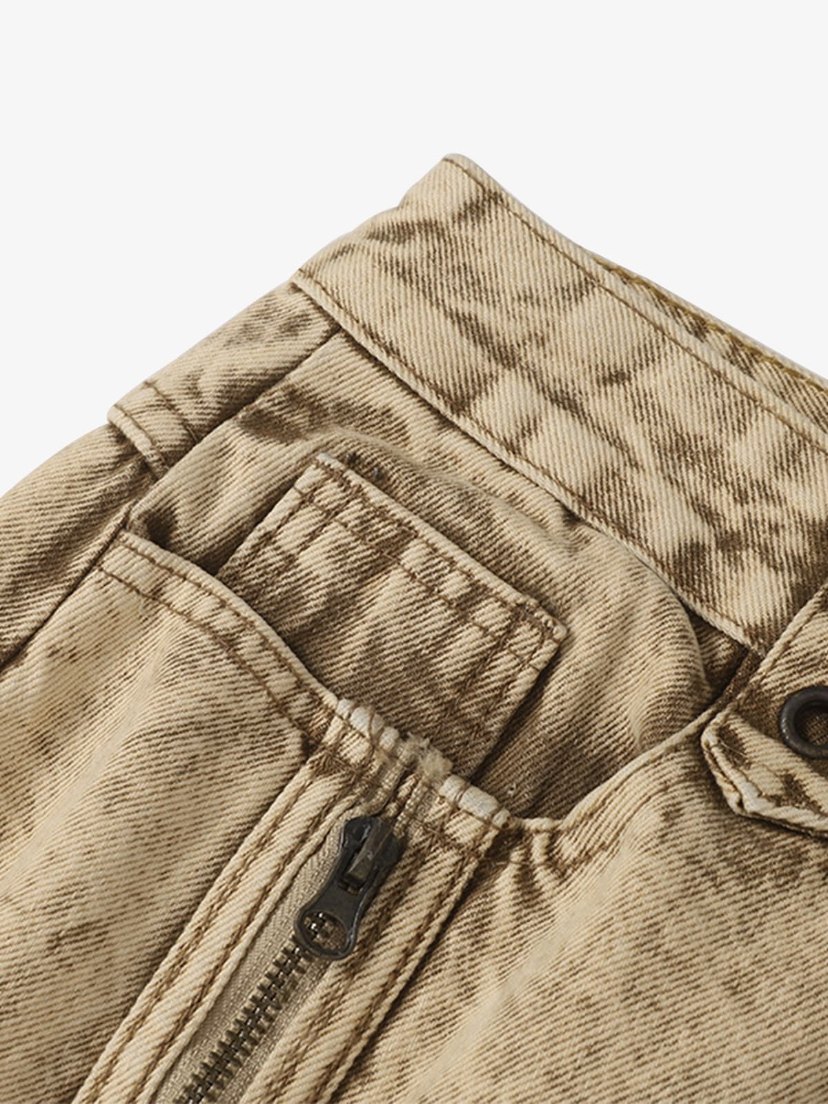 Distressed Denim Cargo Pants with Ripped Details and Patchwork Design for Men Women Fashion Streetwear 