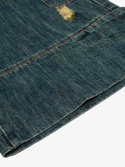 Deconstructed Multi-pocket Cargo Denim Jorts 