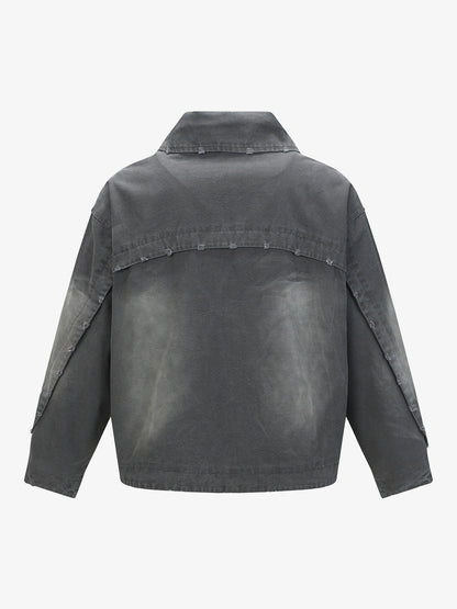 Thesupermade Street Punk Heavy-duty Studded Distressed Jacket 