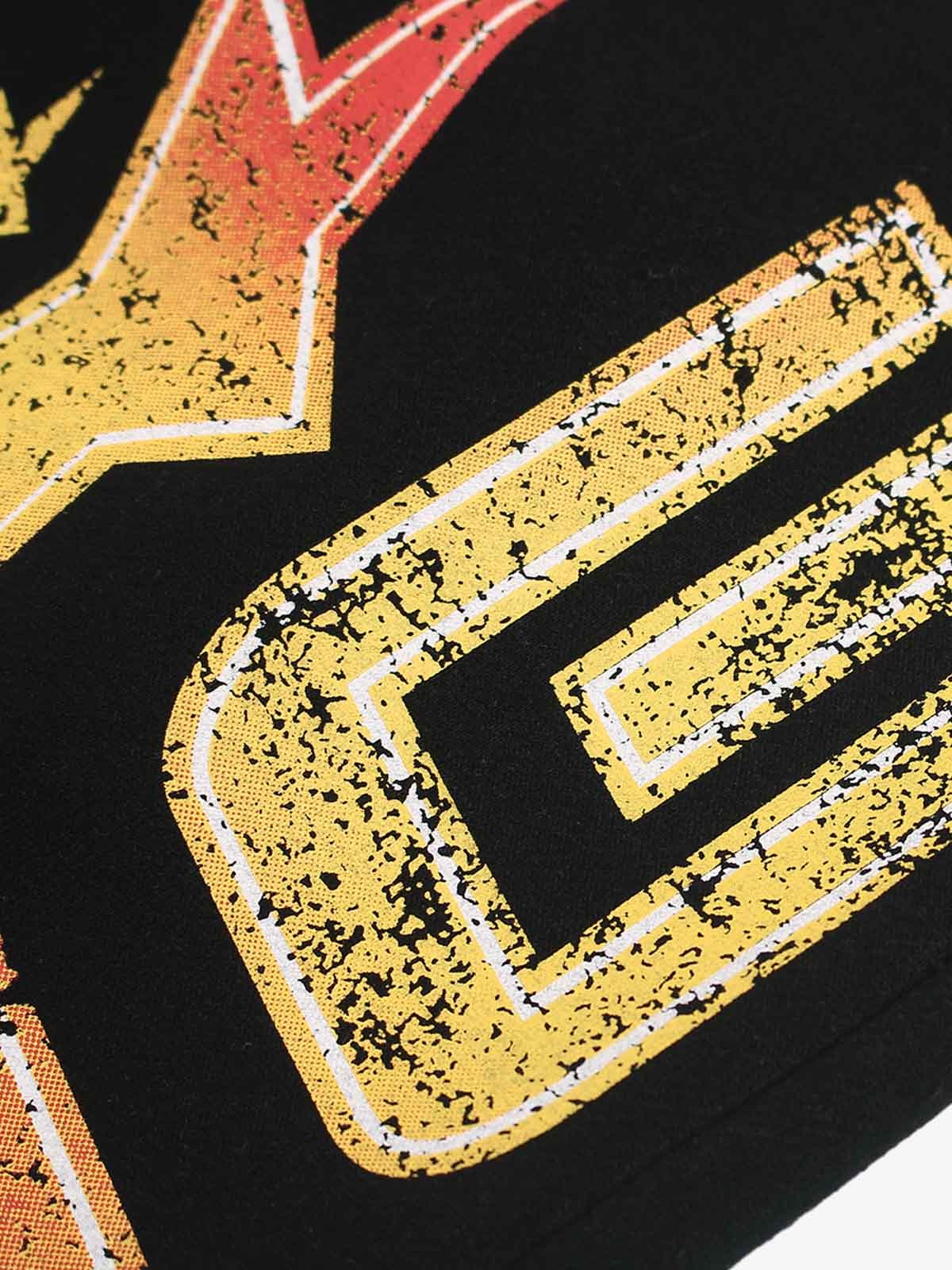 Retro Contrast Letter Star Print Fleece-Lined Sweatpants