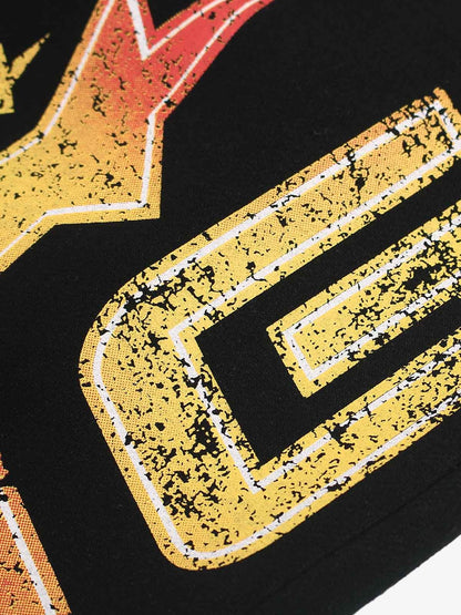 Retro Contrast Letter Star Print Fleece-Lined Sweatpants