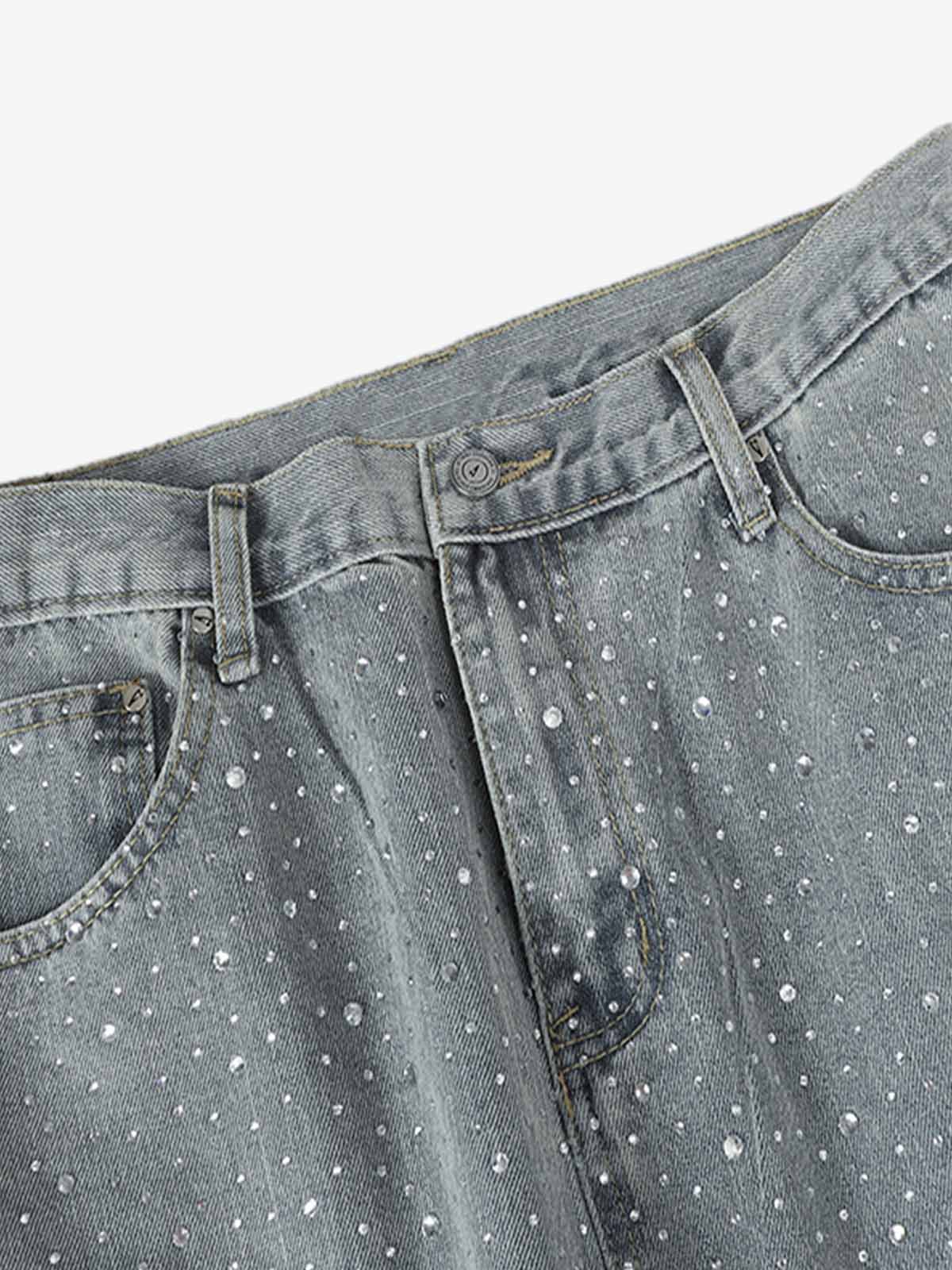 Sparkling Wide-Leg Denim Pants for Women - Stylish and Comfortable Everyday Wear 