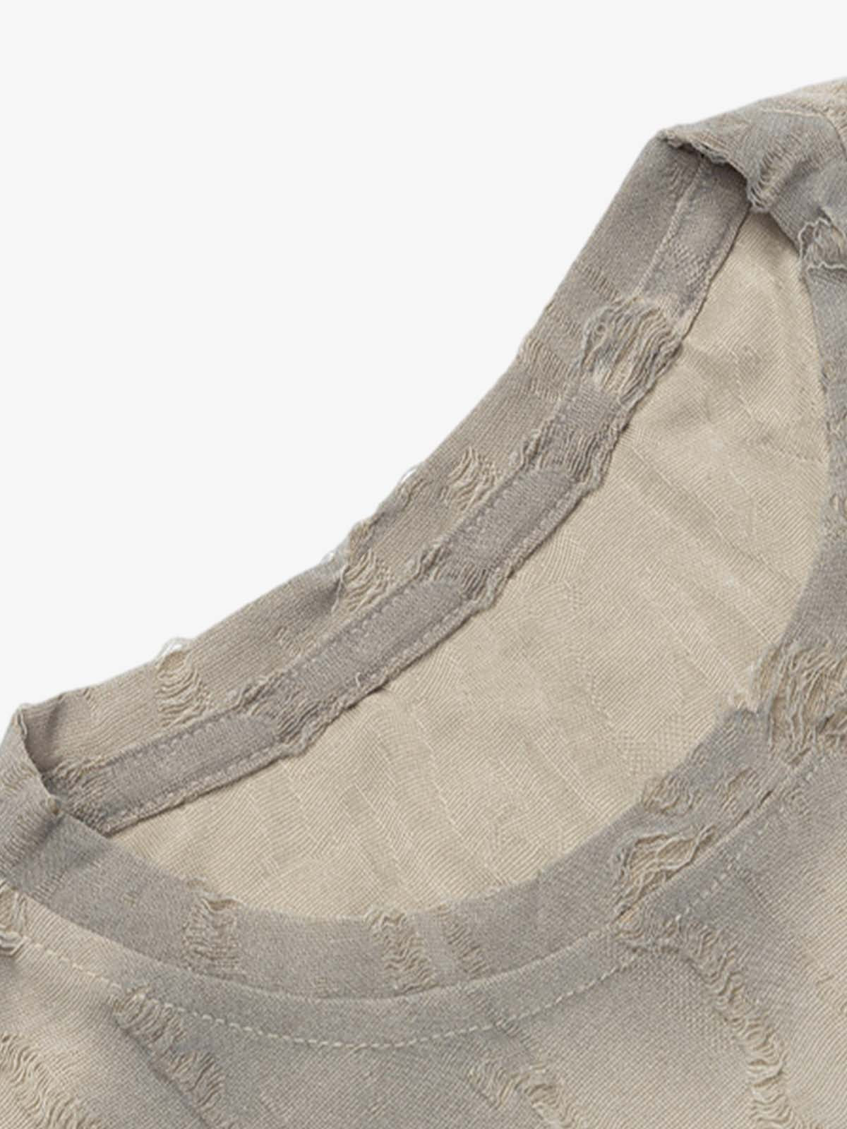 Lazy Drawstring Letter Hole T-shirt 