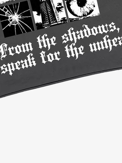 Oversized Crop Top with Bold Graphic Print and Edgy Skeleton Design 