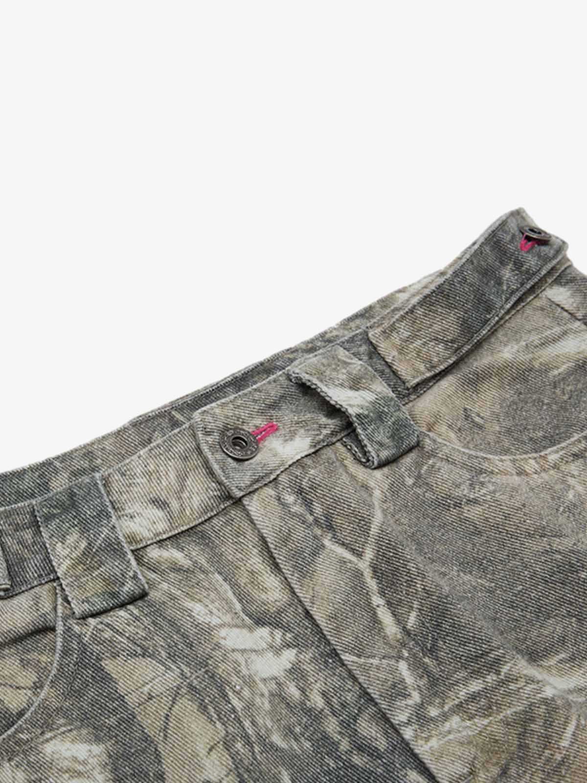 Abstract Camouflage Washed Barrel Jeans