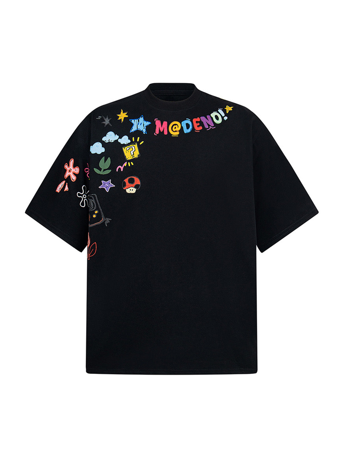 Floral Embroidered Crew Neck T-Shirt 