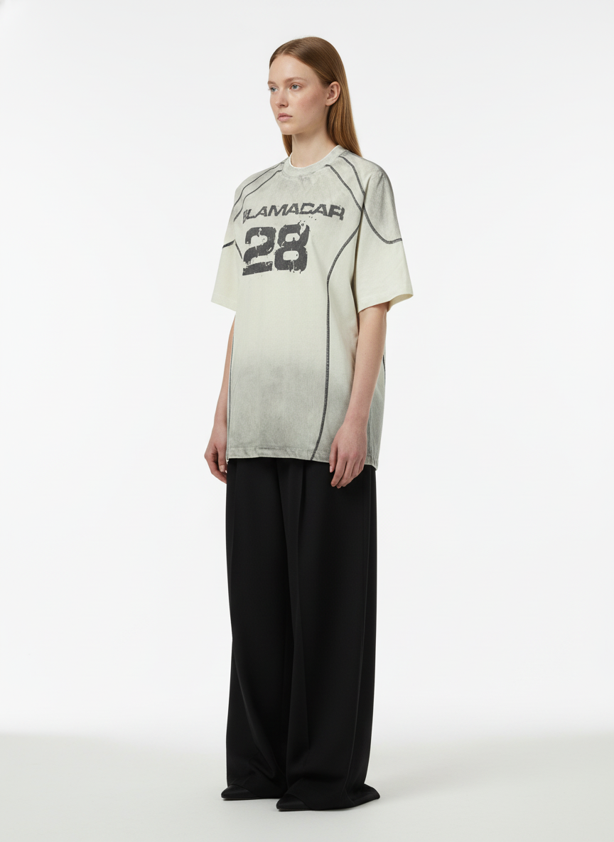 Distressed Digital Print Short-Sleeved T-Shirt