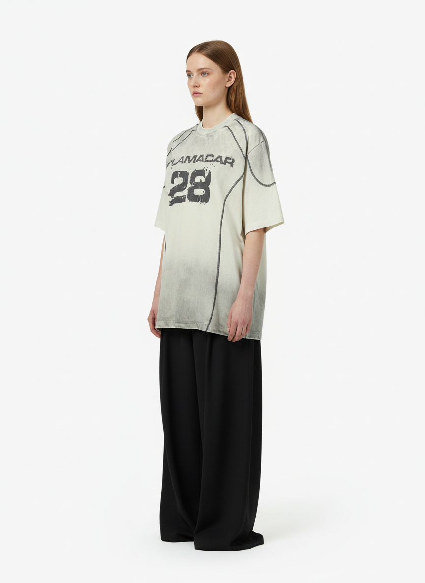 Distressed Digital Print Short-Sleeved T-Shirt