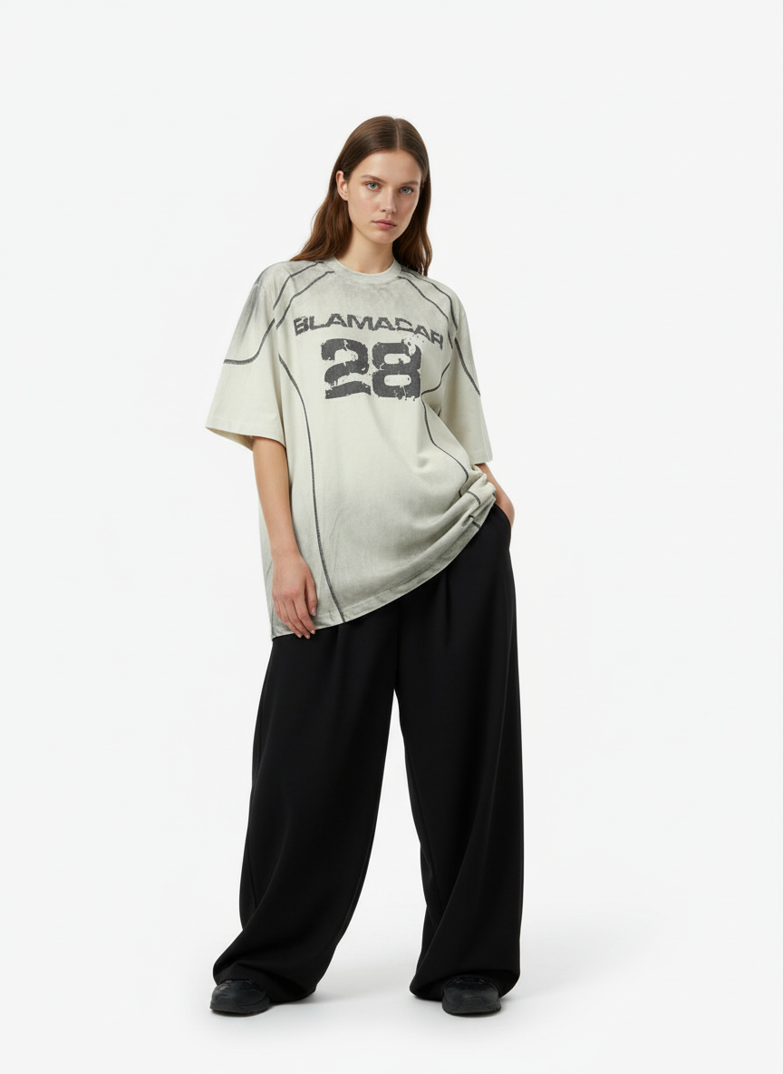 Suede 90 Digital Printed V-Neck Short Sleeve T-Shirt