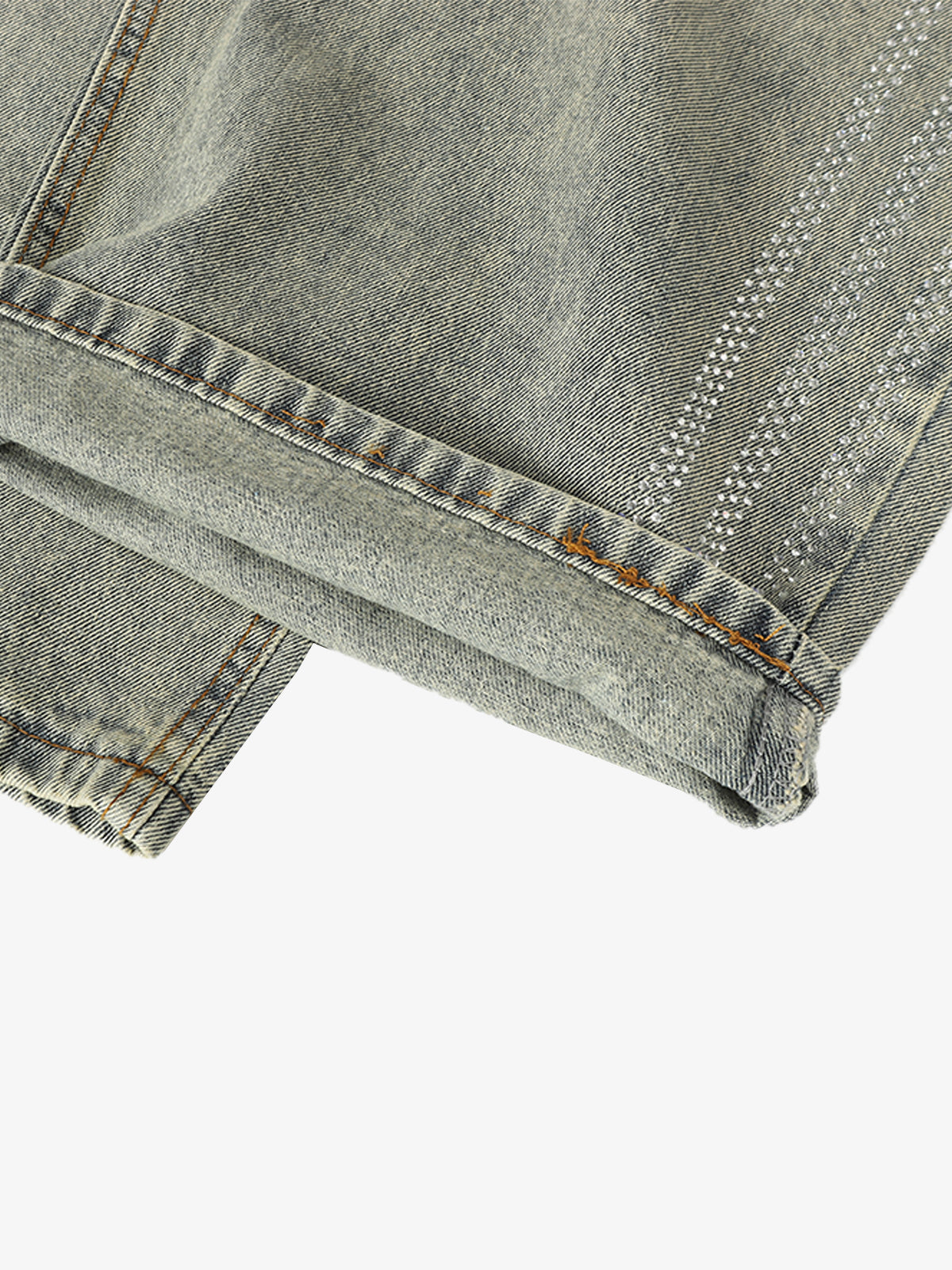 Wide-Leg Denim Trousers with Stylish Embellishments 