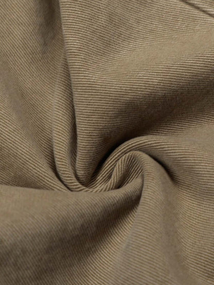 Olive Green Wide-Leg Cargo Pants with High Waist and Multiple Pockets 