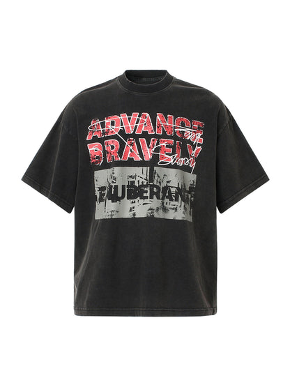 Bold "Advance Bravely" Graphic T-Shirt 