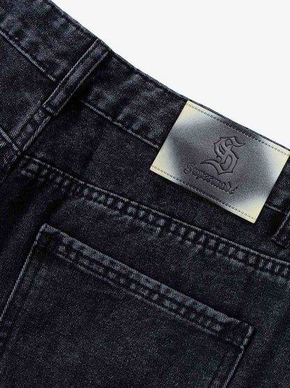 Denim Wide Leg Cropped Pants with White Stripe Design High Waist Fashion Trousers for Women 