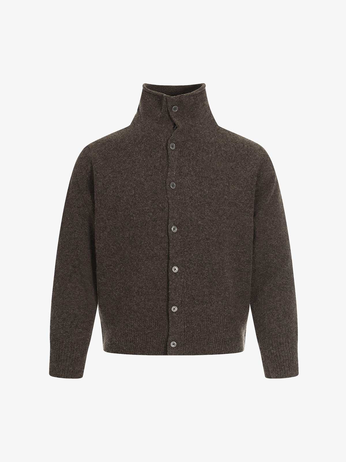 Retro High Neck Button-Down Knit Cardigan Sweater