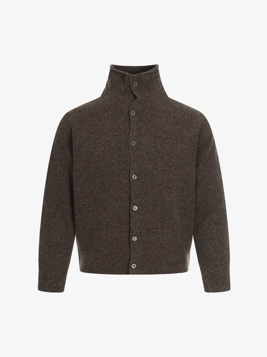 Retro High Neck Button-Down Knit Cardigan Sweater