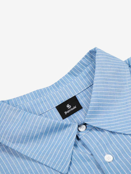 Gothic Embroidered Pinstripe Button-Up Shirt