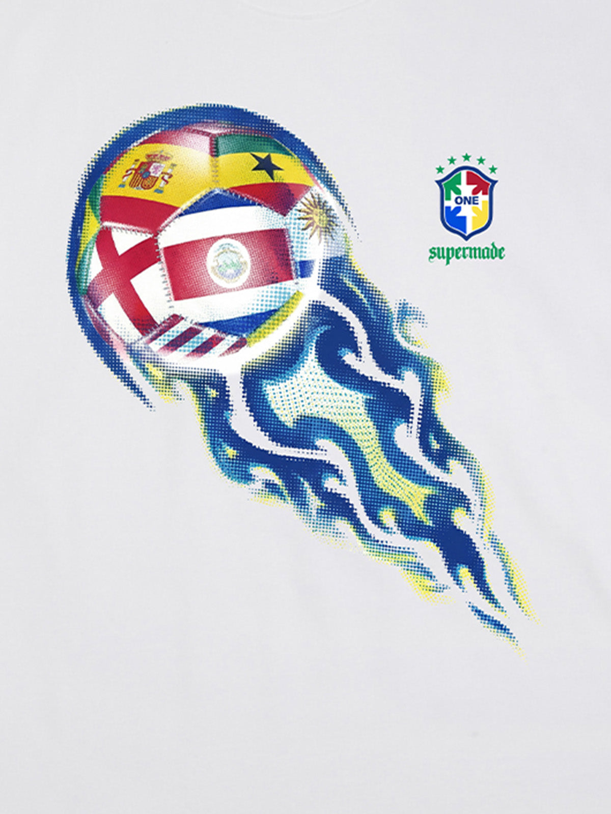 Cotton Football Flag Graphic T-Shirt for Men - Oversized Casual Streetwear with World Cup Design 