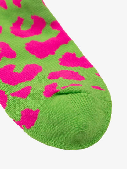 Retro Vibrant Leopard Print Color-Block Socks