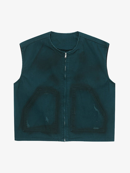 Stylish Gray Vest with Reflective Details 