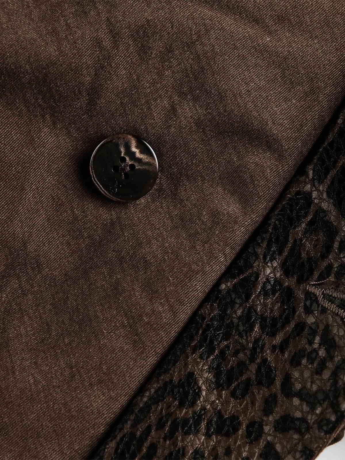 Retro Leopard PU Patchwork Faux Layered Jacket 