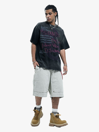 300G Cotton Spray-Marmot Distressed T-Shirt with Holes Urban Streetwear Graphic Tee?