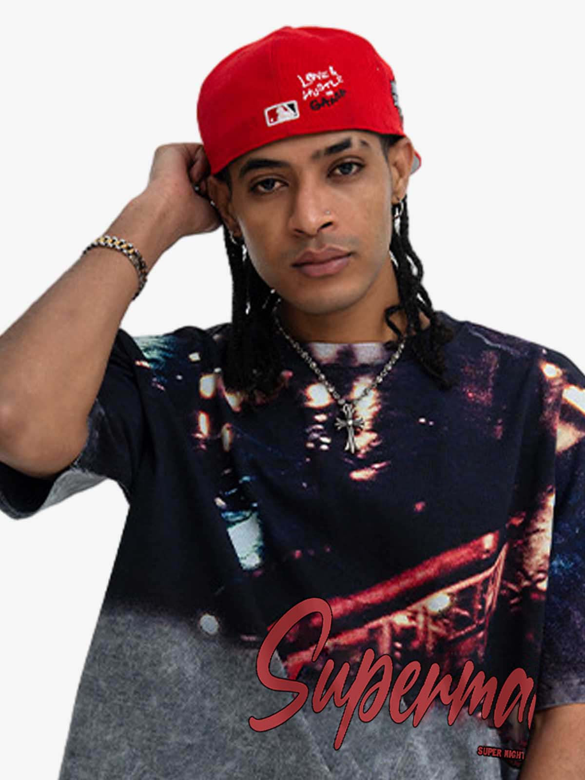 300G Cotton Nightfall Jade Pattern Dyeing Oversized T-Shirt for Men Streetwear Fashion?