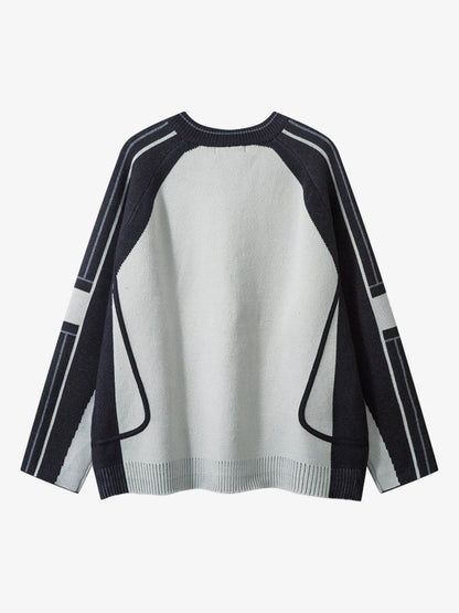 High Street Geometric Deconstruction Splicing Cardigan Sweater 