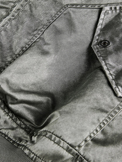 Classic Bomber Jacket with Plaid Collar Detail for Men 