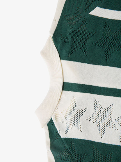 Striped Color-Block Knit Button-Up Cardigan 