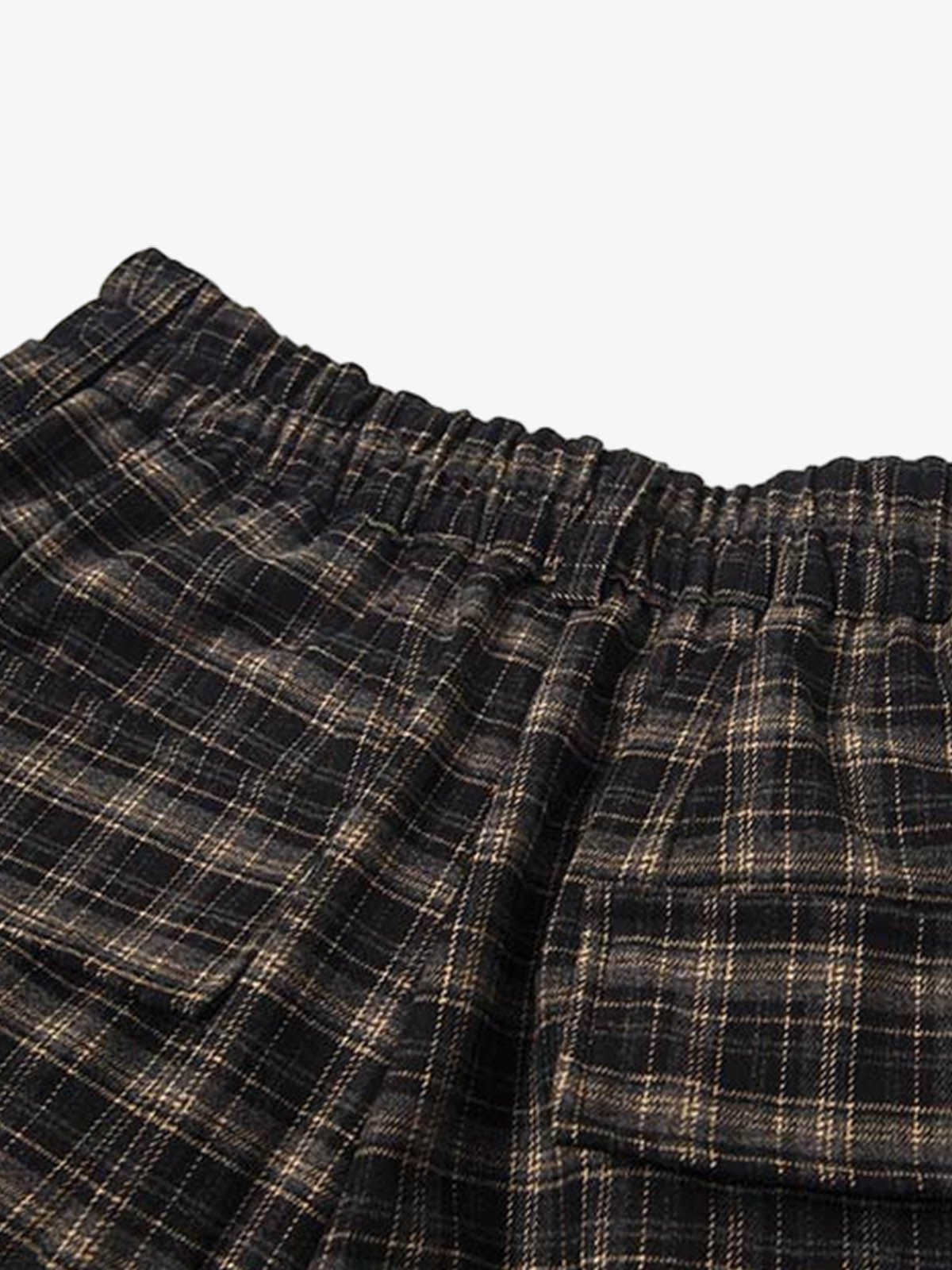 Plaid Cotton Cargo Shorts for Men - Oversized Fit with Multiple Pockets and Elastic Waistband?