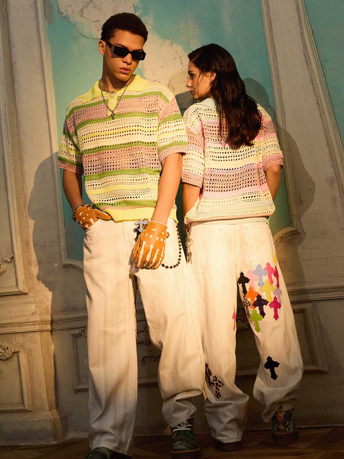 Knitted Striped Polo Shirt for Kids with Colorful Horizontal Patterns and Breathable Design 