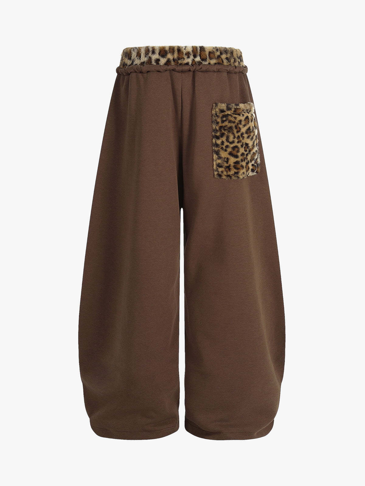 Leopard-Trimmed Wide-Leg Lounge Pants with Unique Print Design 