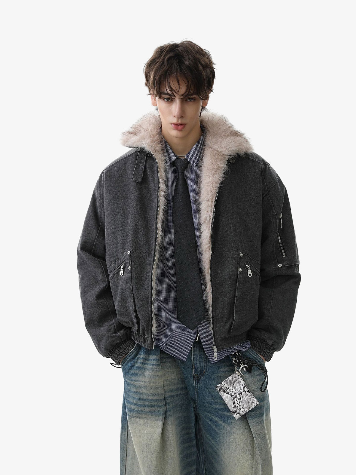 Stylish Winter Bomber Jacket with Faux Fur Collar - Perfect for Cold Weather 