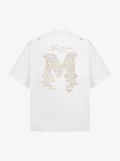 Vintage Patchwork Embroidered Letter T-shirt 