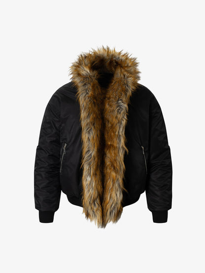 Winter-Ready Corduroy Jacket with Faux Fur Trim for Men 