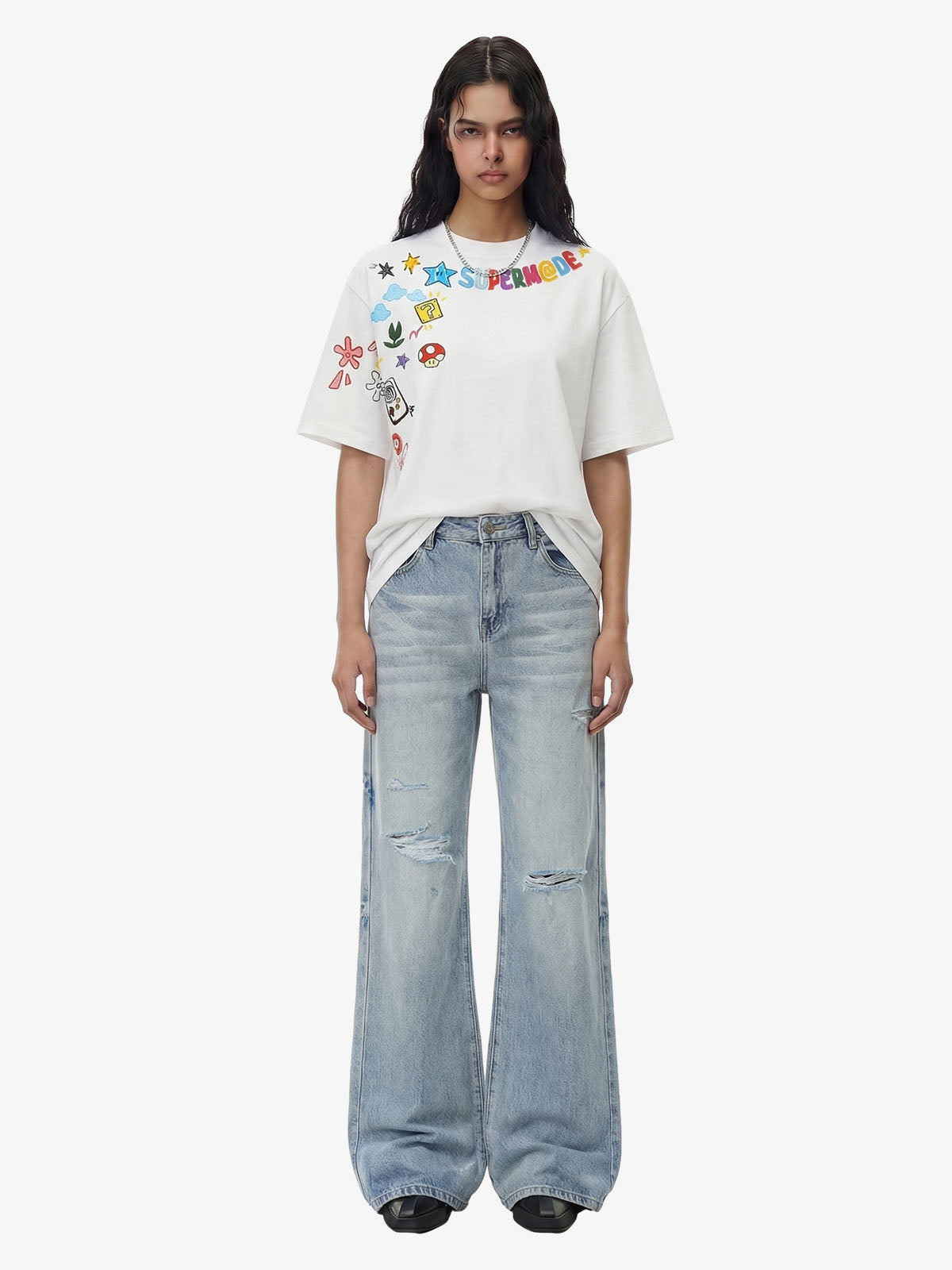 Denim Ripped Washed Distressed Jeans - 2503