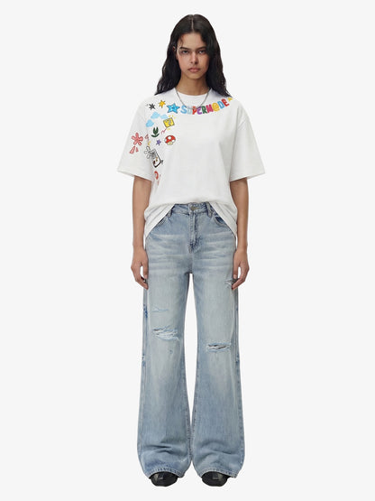 Denim Ripped Washed Distressed Jeans - 2503