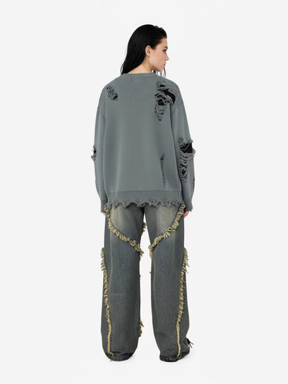 Thesupermade High Street Hip Hop Washed Distressed Jeans - 2069