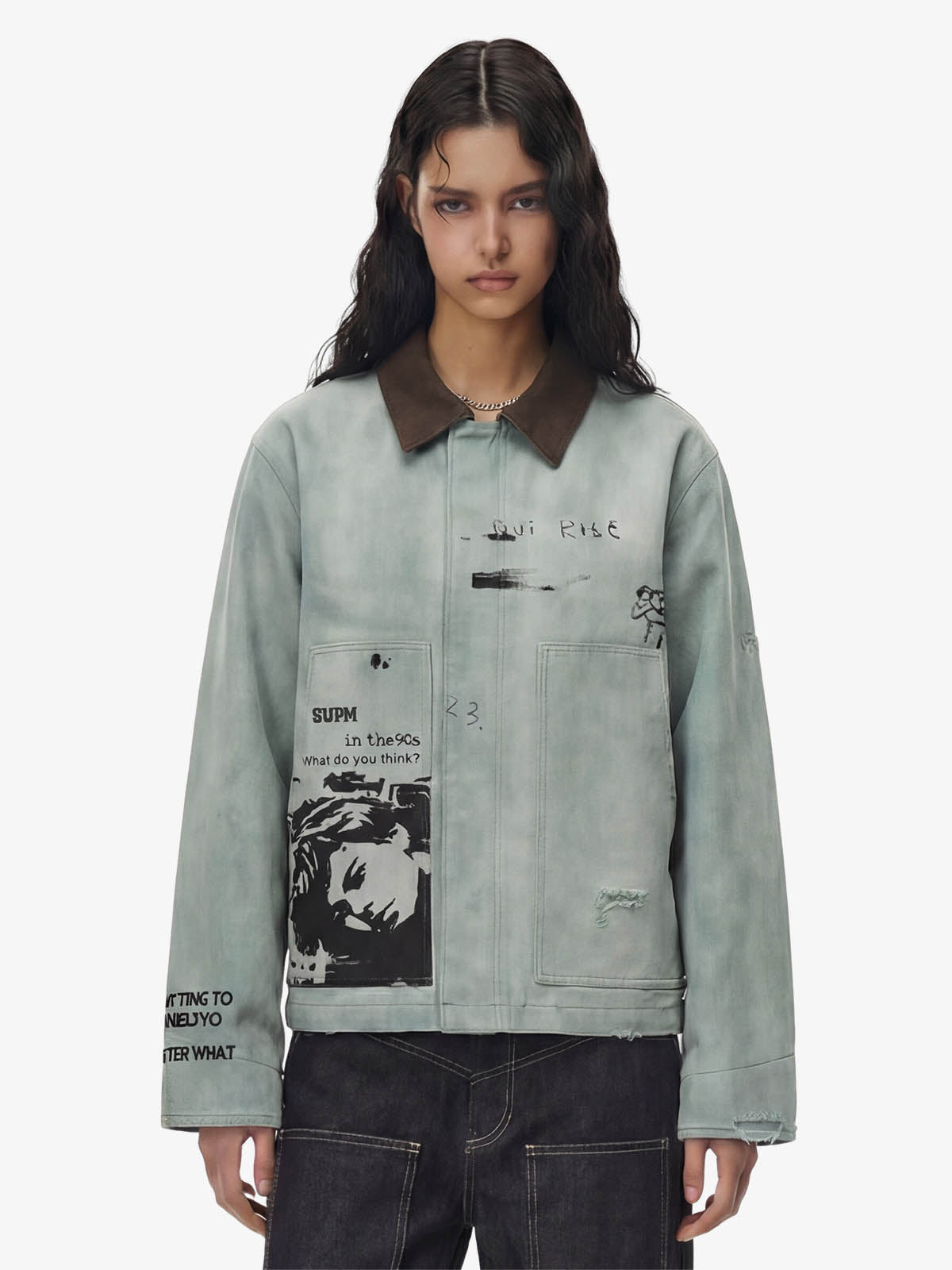 Vintage Washed Distressed Barn Work Jacket