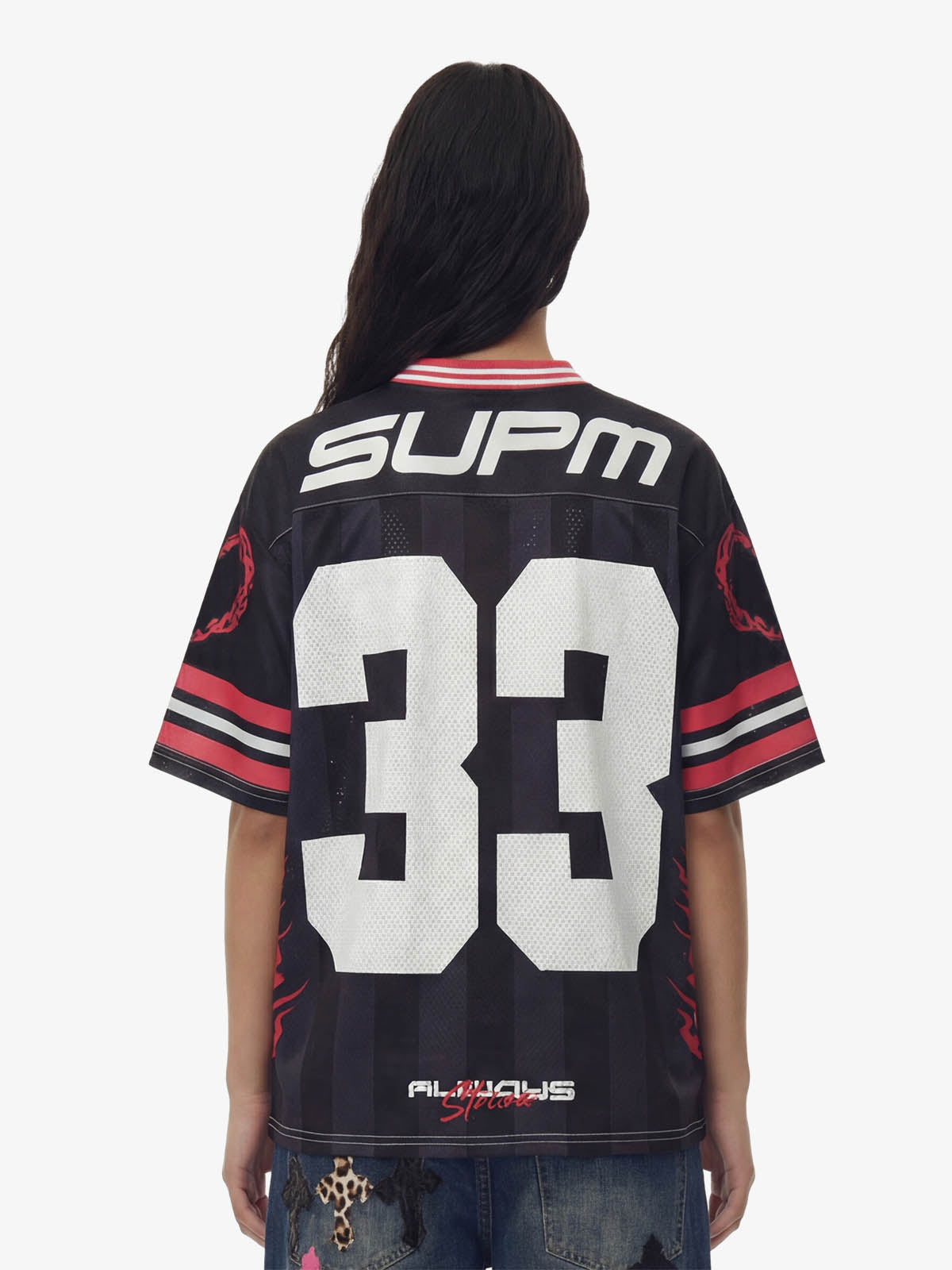SUPM “33” Y2K Graphic Mesh Jersey T-Shirt