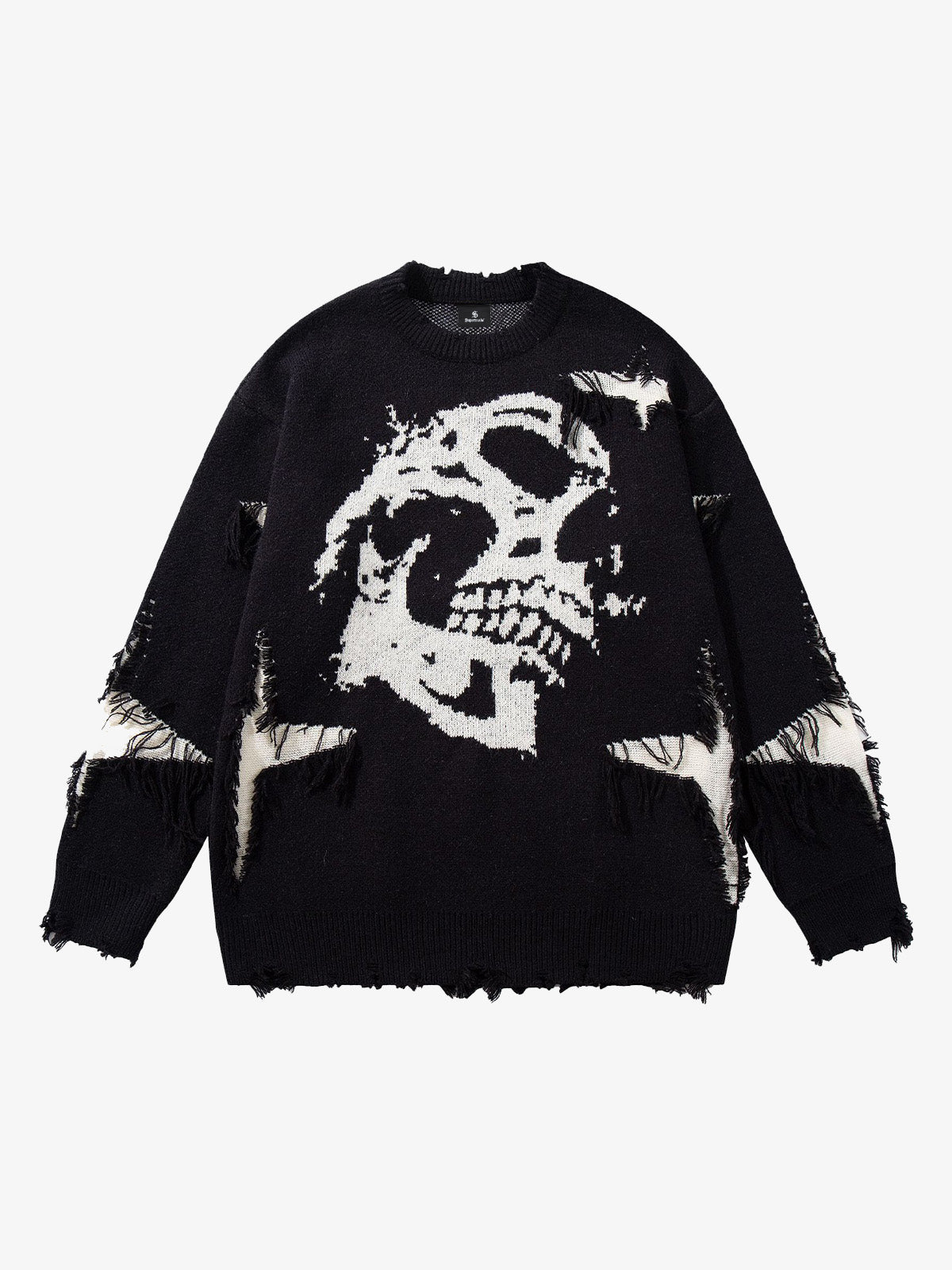 Skull Pattern Knit Sweater - Trendy and Cozy for Casual Wear 