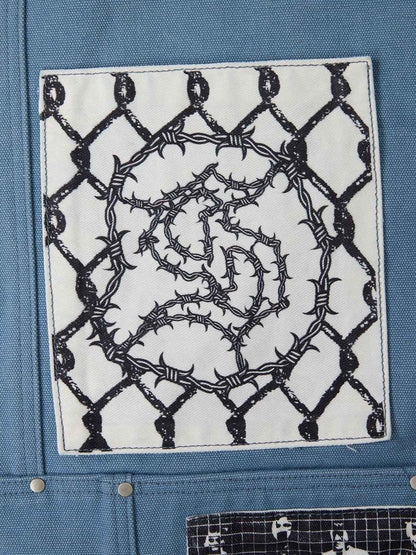 Supermade Multi-Element Appliqu¨¦ Patchwork Denim Suit?