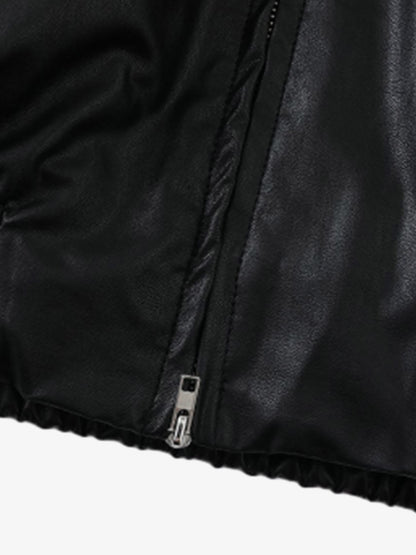 Stylish Black Puffer Jacket with High Neck and Bubble Sleeves for Women 