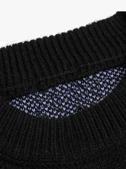 High Street Letter Jacquard Ripped Tassel Sweater 