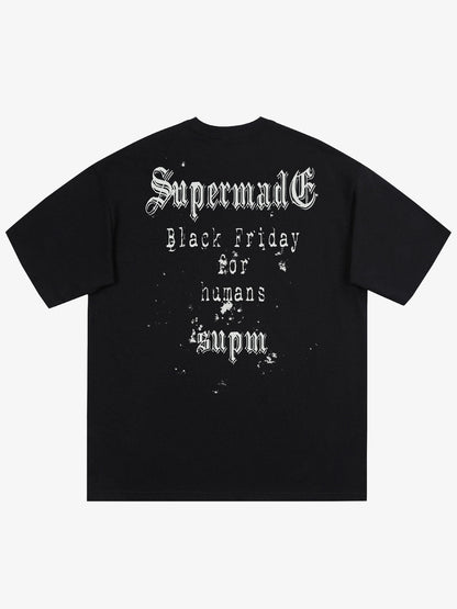 THE SUPERMADE Black Friday Gothic Skull Spiderweb Graphic T-Shirt 